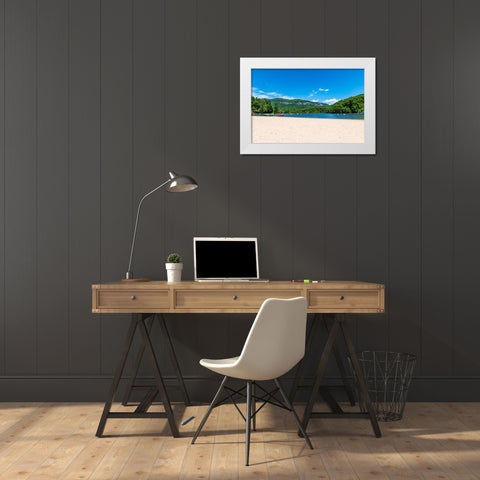 Lake Lure Beach White Modern Wood Framed Art Print by Malone, Will