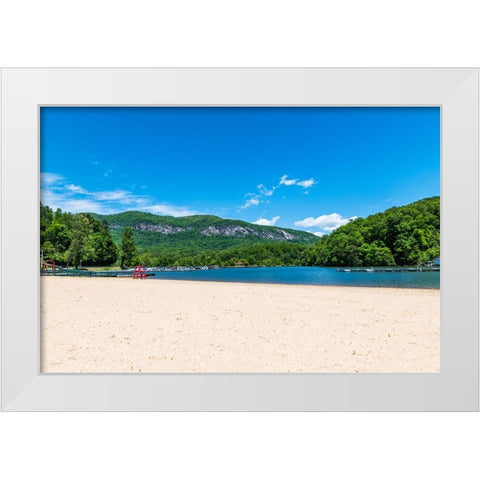 Lake Lure Beach White Modern Wood Framed Art Print by Malone, Will