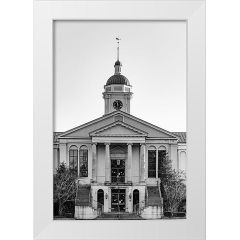 Aiken Courthouse Monochrome White Modern Wood Framed Art Print by Malone, Will