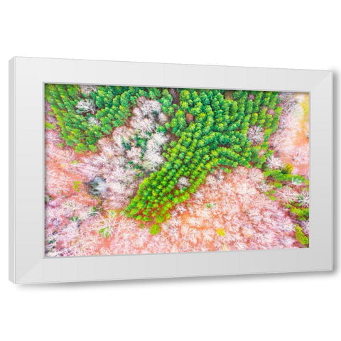 Green Splotch White Modern Wood Framed Art Print by Malone, Will