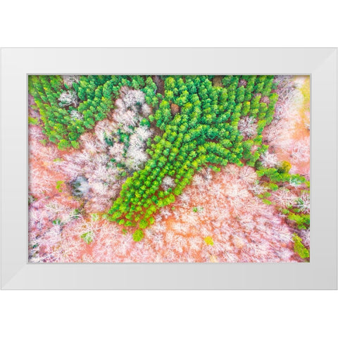 Green Splotch White Modern Wood Framed Art Print by Malone, Will