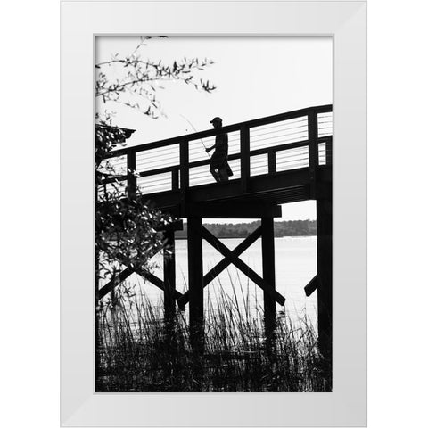 Fishin White Modern Wood Framed Art Print by Malone, Will