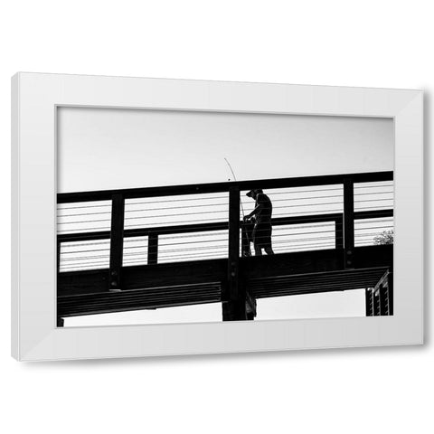 Fishin 2 White Modern Wood Framed Art Print by Malone, Will