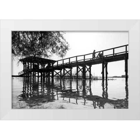 Monochrome Dock White Modern Wood Framed Art Print by Malone, Will