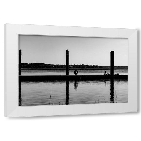 Monochrome Dock 2 White Modern Wood Framed Art Print by Malone, Will