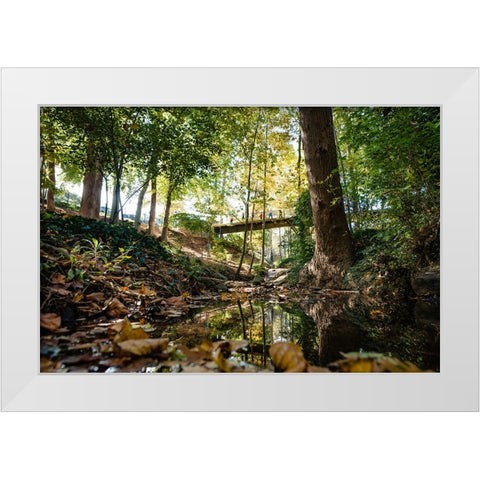 Fall Bridge White Modern Wood Framed Art Print by Malone, Will