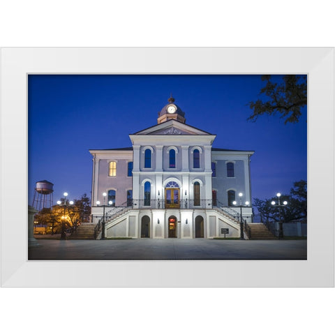 Courthouse Morning White Modern Wood Framed Art Print by Malone, Will