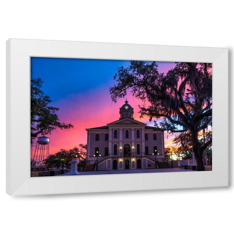 Courthouse Sunset 2 White Modern Wood Framed Art Print by Malone, Will