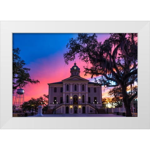 Courthouse Sunset 2 White Modern Wood Framed Art Print by Malone, Will