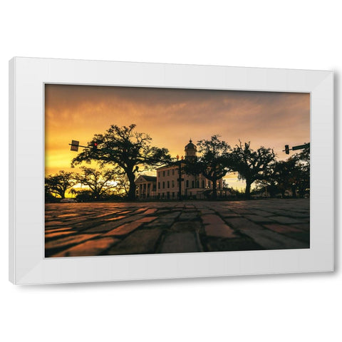 Courthouse Sunset 3 White Modern Wood Framed Art Print by Malone, Will