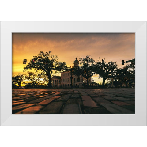 Courthouse Sunset 3 White Modern Wood Framed Art Print by Malone, Will