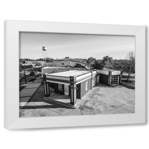 Gulf Oil Aerial Monochrome White Modern Wood Framed Art Print by Malone, Will