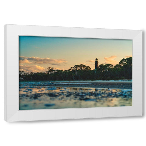 Hunting Island Lighthouse 2 White Modern Wood Framed Art Print by Malone, Will