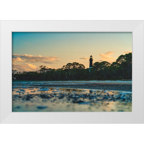 Hunting Island Lighthouse 2 White Modern Wood Framed Art Print by Malone, Will