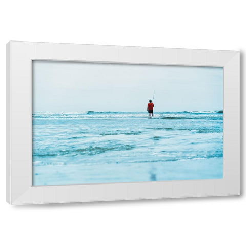 Man in the Sea White Modern Wood Framed Art Print by Malone, Will