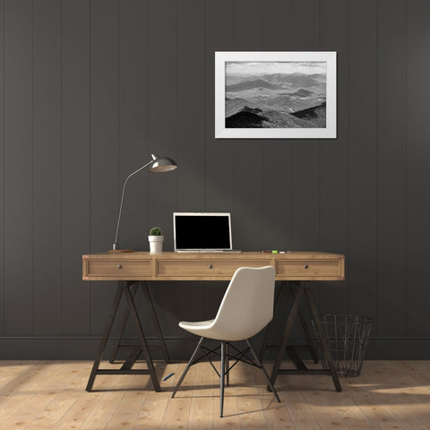 Monochrome Mountains White Modern Wood Framed Art Print by Malone, Will