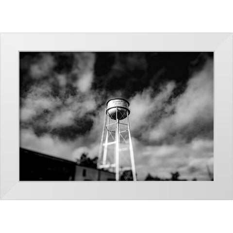 Monochrome Watertower White Modern Wood Framed Art Print by Malone, Will