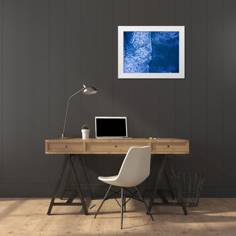 Morning Waves Blue White Modern Wood Framed Art Print by Malone, Will