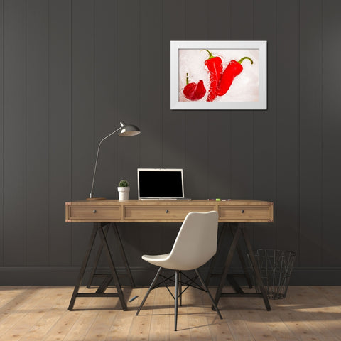 Red Hot 5 White Modern Wood Framed Art Print by Malone, Will