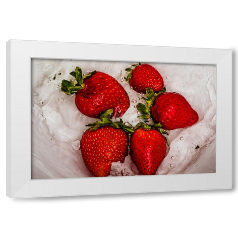 Strawberry Dance 2 White Modern Wood Framed Art Print by Malone, Will