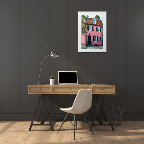 The Pink House White Modern Wood Framed Art Print by Malone, Will