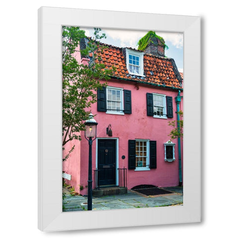The Pink House White Modern Wood Framed Art Print by Malone, Will