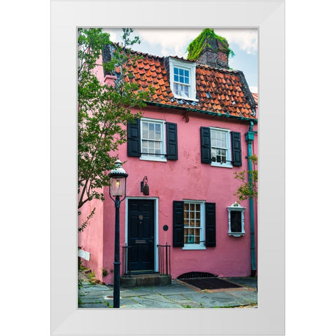The Pink House White Modern Wood Framed Art Print by Malone, Will