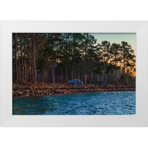 Untitled Blue Car Sunset Photo White Modern Wood Framed Art Print by Malone, Will