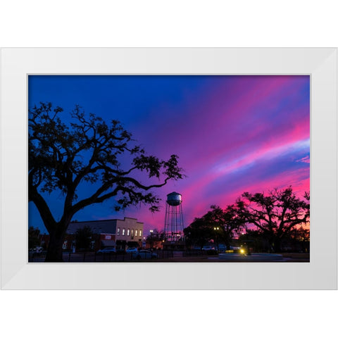Watertower Sunset White Modern Wood Framed Art Print by Malone, Will