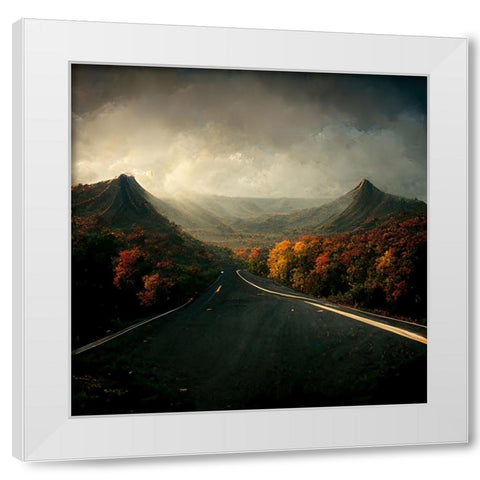 Autumn Road 2 White Modern Wood Framed Art Print by Screendoor