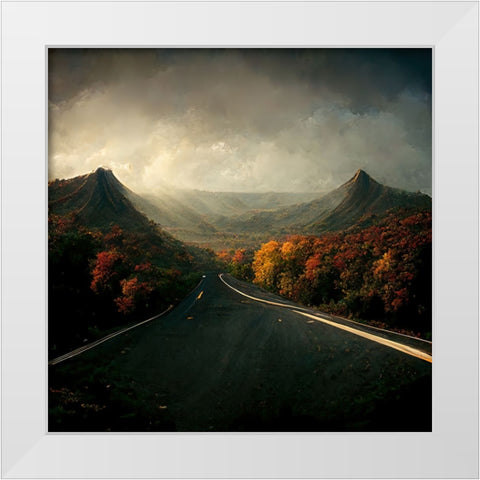 Autumn Road 2 White Modern Wood Framed Art Print by Screendoor