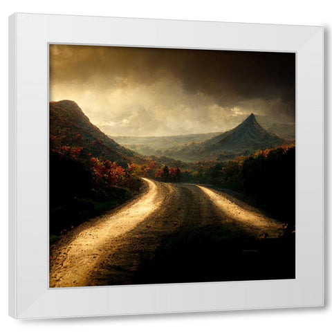 Autumn Road 3 White Modern Wood Framed Art Print by Screendoor