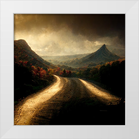 Autumn Road 3 White Modern Wood Framed Art Print by Screendoor
