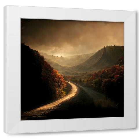 Autumn Road 4 White Modern Wood Framed Art Print by Screendoor