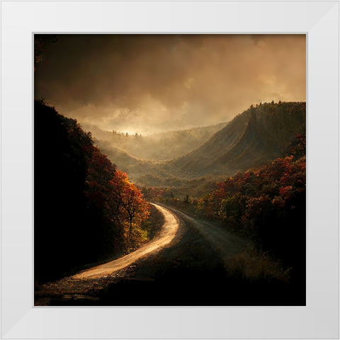 Autumn Road 4 White Modern Wood Framed Art Print by Screendoor
