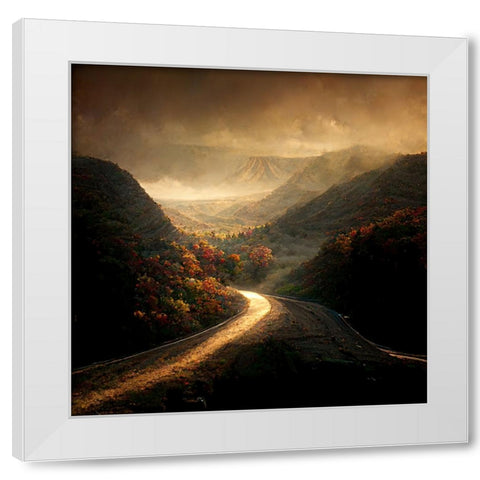 Autumn Road 5 White Modern Wood Framed Art Print by Screendoor