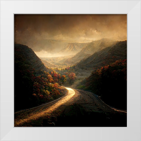 Autumn Road 5 White Modern Wood Framed Art Print by Screendoor