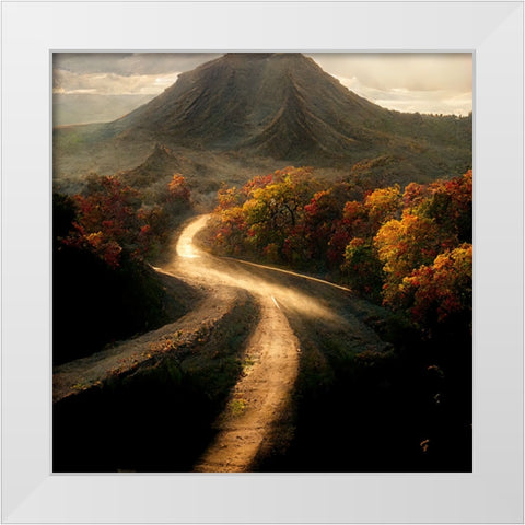 Autumn Road 6 White Modern Wood Framed Art Print by Screendoor
