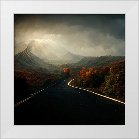 Autumn Road White Modern Wood Framed Art Print by Screendoor
