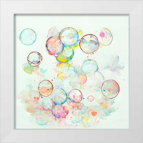 Bubbles 10 White Modern Wood Framed Art Print by Screendoor