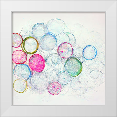 Bubbles 2 White Modern Wood Framed Art Print by Screendoor