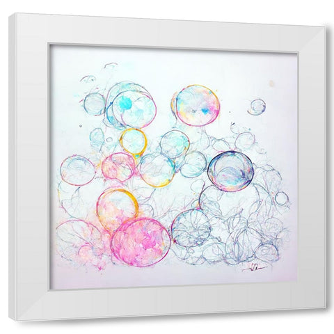 Bubbles 3 White Modern Wood Framed Art Print by Screendoor