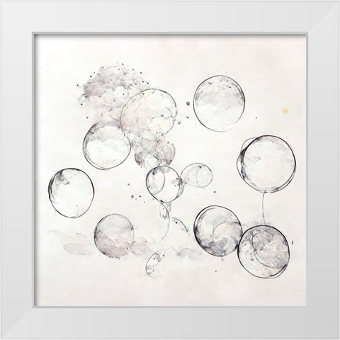 Bubbles 4 White Modern Wood Framed Art Print by Screendoor