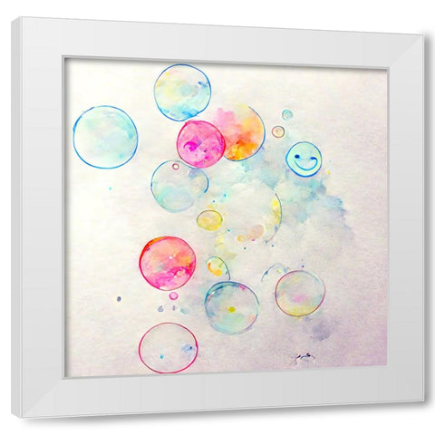 Bubbles 5 White Modern Wood Framed Art Print by Screendoor