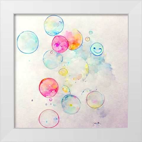 Bubbles 5 White Modern Wood Framed Art Print by Screendoor