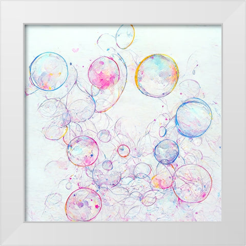 Bubbles 6 White Modern Wood Framed Art Print by Screendoor