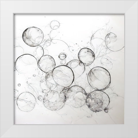 Bubbles 7 White Modern Wood Framed Art Print by Screendoor