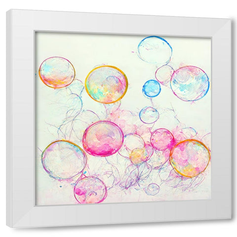 Bubbles 8 White Modern Wood Framed Art Print by Screendoor