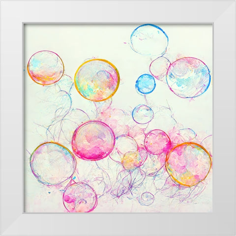 Bubbles 8 White Modern Wood Framed Art Print by Screendoor
