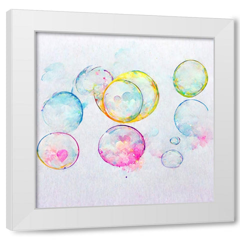 Bubbles 9 White Modern Wood Framed Art Print by Screendoor